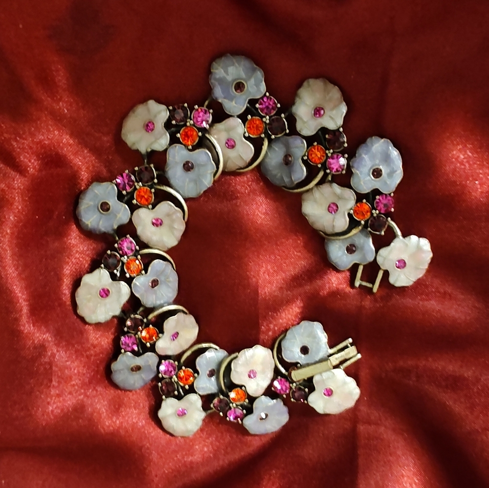 Joan Rivers Beautiful Floral Bracelet In Pink, Lavender & Red Accents
